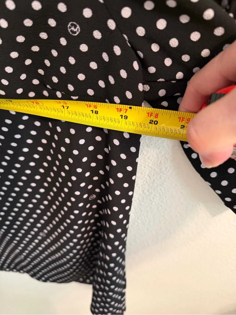 Michael Kors Black and White Polka Dot V-Neck Ruffle Blouse